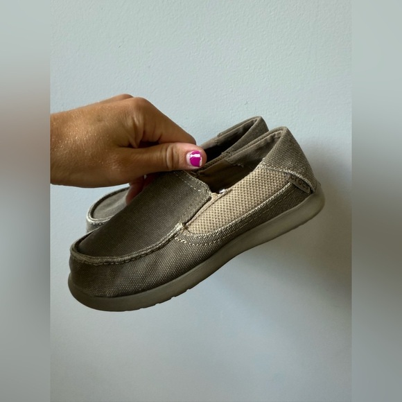 Crocs Santa Cruz Loafers Canvas Slip On Shoes Kids Toddlers Beige Tan Size 12 - Picture 4 of 11